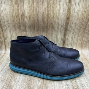 Cole Haan Lunargrand Chukka Leather Boot Casual C11721 Black Teal Mens Size 13